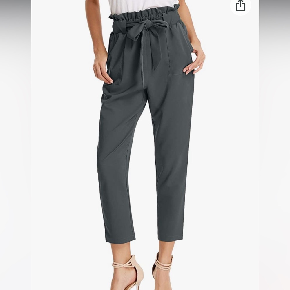 GRACE KARIN Women's Cropped Paper Bag Waist Pants with Pockets